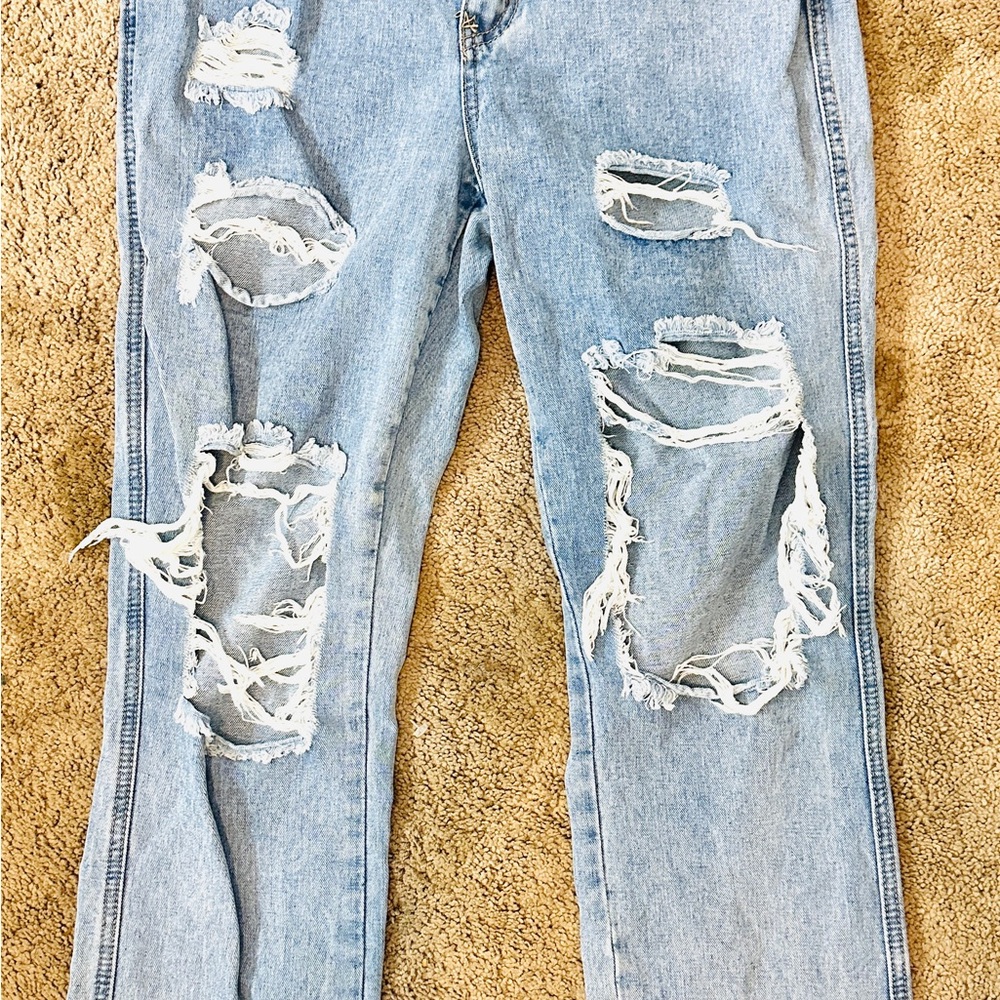 Fashion Nova Light Blue Distressed Jeans